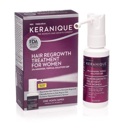 3. Keranique Hair Regrowth Treatment for Women 2 percent Minoxidil Topical Solution USP is the most affordable option. 